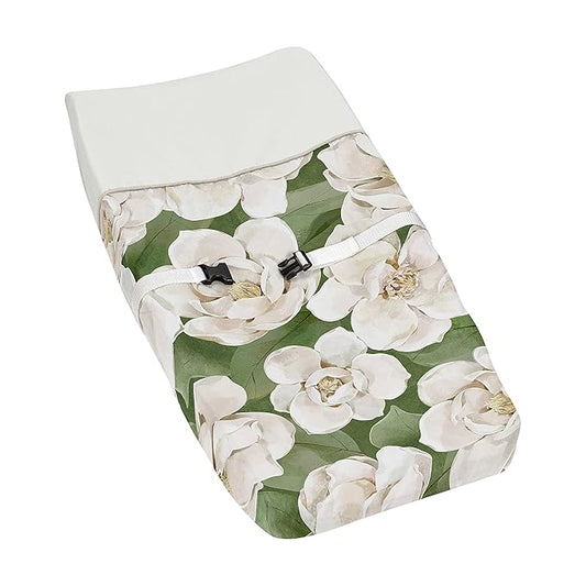 Sweet Jojo Designs Sage Green Boho Flower Floral Girl Baby Changing Pad Cover Infant Newborn Diaper Table Change Mat Sheet Ivory Shabby Chic Bohemian Watercolor Garden Wildflower Nature Modern Beige