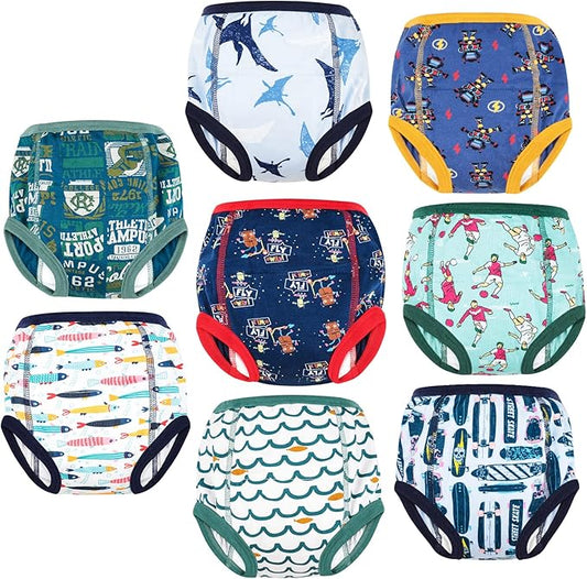 MooMoo Baby 8 Packs Potty Training Pants Cotton Absorbent Training Underwear for Toddler Boy and Girls 2T-9T
