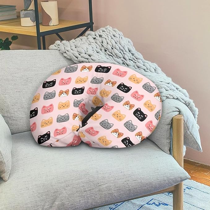 Multi Cartoon Cat Nursing Pillow Cover for Baby Boy Girl Breastfeeding Slipcover Infant Newborn Nursery Bottle Pillowcase Breathable and Washable Xmas Decoration