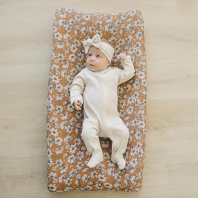 Mebie Baby Changing Pad Cover, Magnolia, 100% Muslin Cotton Changing Table Pad Cover for Baby Boy and Girl, Designer Nursery Decor Covers, Diaper Changing Pad Cover for Changing Station