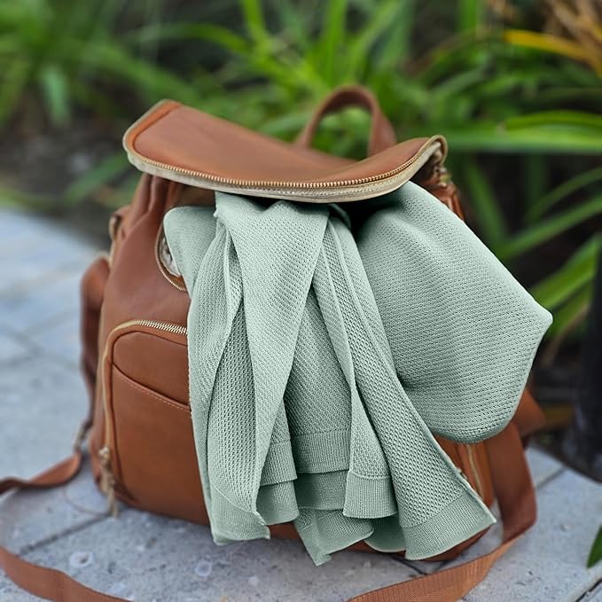Little Rou Nursing Cover for Breastfeeding, Breathable Organic Cotton & Cashmere Poncho, Privacy Peekaboo Feature, Soft Breast Feeding Shawl for Women – Includes Laundry Bag (Sage)