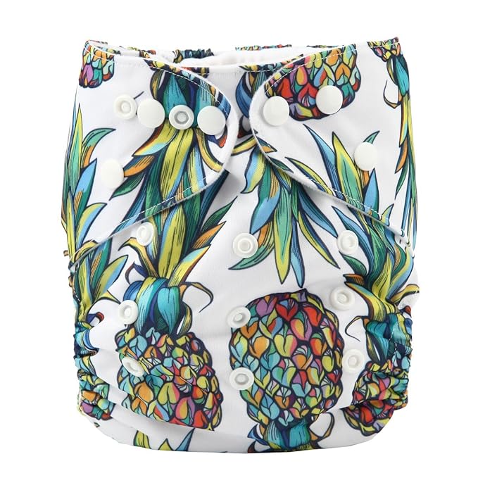Baby Pocket Diaper Nappy Reusable Washable 8lbs to 36lbs (Pineapple)