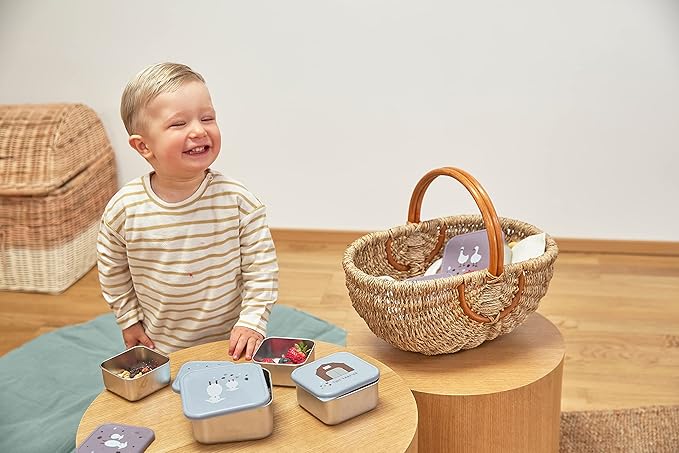 LÄSSIG Tiny Farmer Snack Box Set of 3 Stainless Steel Blue
