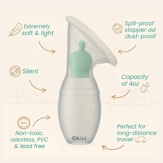 Manual Breast Milk Collector with Suction – Silicone Milk Collector for Breastfeeding – BPA Free – Comfort Fit
