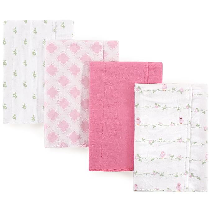 Luvable Friends Cotton Poly Flannel Burp Cloths Multipack, Bird 8-Pack, One Size