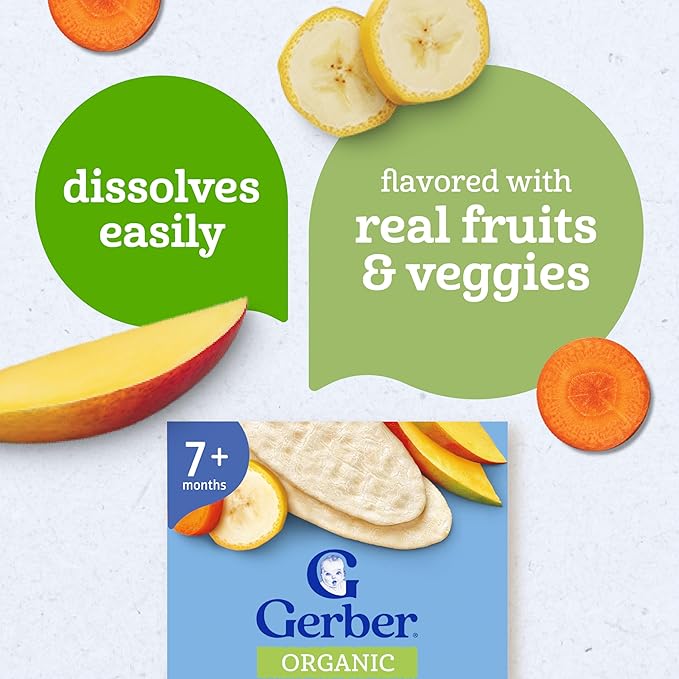 Gerber Teethers, Mango Banana Carrot Organic Teething Wafers, Baby Teething Snacks, 6PK