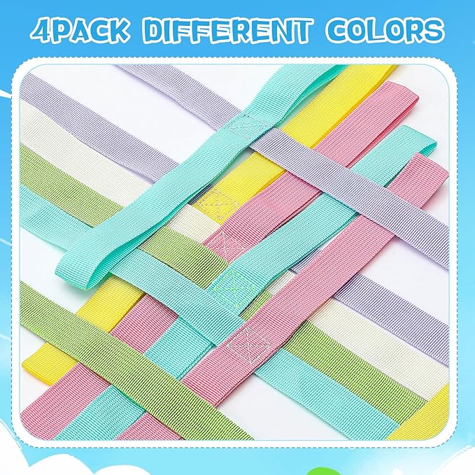 Jexine 4 Pack Children's Walking Ropes with 12 Handles Colorful Outdoor Safety Line for Toddlers Kids Preschool Daycare School Kindergarten Baby, up to 12 Children 2 Teachers