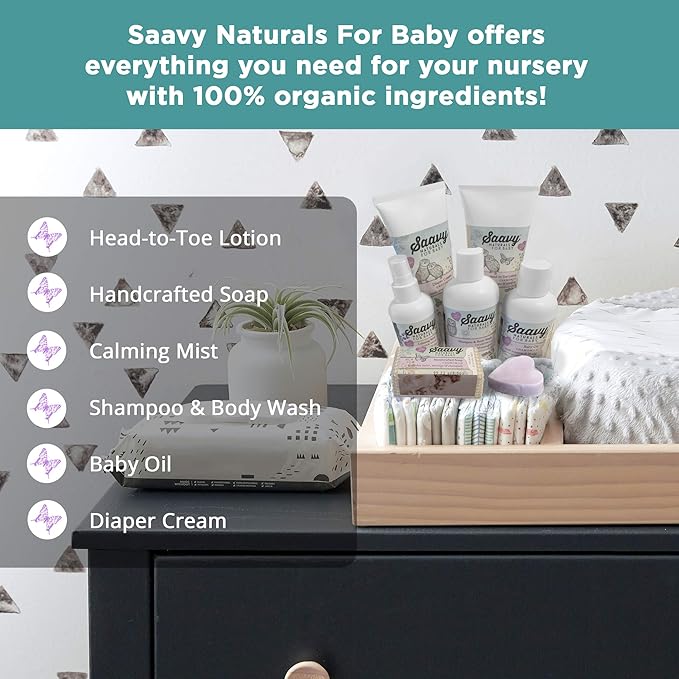 2 PACK-Saavy Naturals Baby Diaper Cream | Organic Diaper Rash Ointment for Infant with Zinc Oxide, Arnica & Aloe | Baby Shower Gifts | 2.5oz Unscented