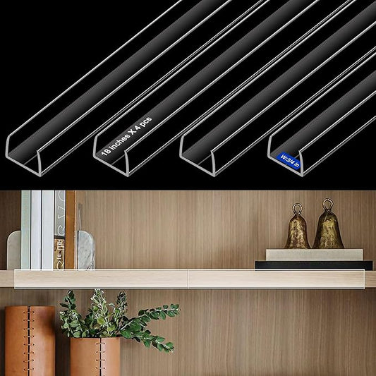 Full 18 Inches Unshortened Cabinet Door Protector, Clear Flexible Slip-On Edge Guard with Soft Rubber Groove, Trimable Cabinet Bumper for 3/4" Thick Doors, Anti-Wear Anti-Chip, 4 Pack