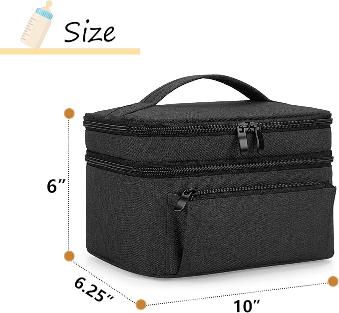 BAFASO Breast Pump Bag (Compatible with Medela Pump in Style) with a Waterproof Pump Parts Pad, Carrying Case for Medela Pump in Style and Extra Parts (Patent Pending), Black