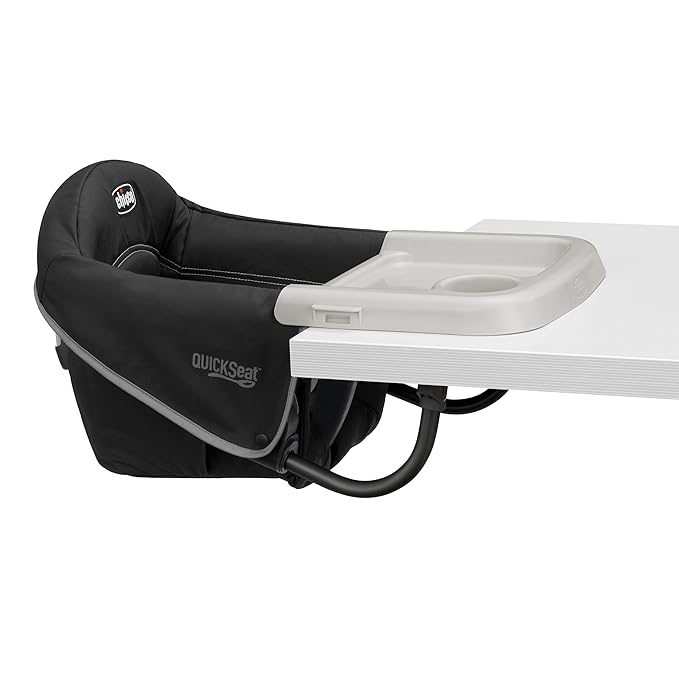Chicco QuickSeat Hook-On Chair, Portable High Chair for Babies and Toddlers, for Children up to 37 lbs., Travel-Friendly, Graphite/Grey