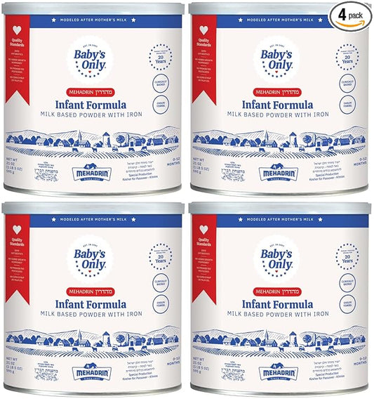 Baby's Only Baby Formula, Complete Nutrition Infant Formula, Milk Based Powder with Iron, Vitamin E, Vitamin D, Easy to Digest Infant Formula for Newborn to 12 Months Old, 21 oz, Value Can 4 Pack