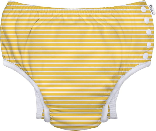 green sprouts Baby Toddler Eco Snap Swim Diaper - Yellow Stripes - 12mo