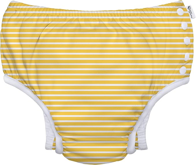 green sprouts Baby Toddler Eco Snap Swim Diaper - Yellow Stripes - 18mo