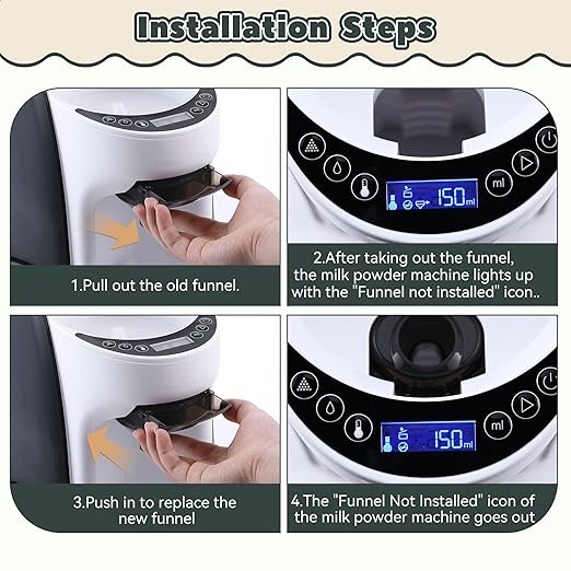 4 Sets Baby Formula Dispenser Replacement Funnel Compatible with Baby Brezza Replacement Parts Funnel and Cover, Grey