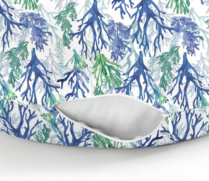 Blue Green Coral Reef Baby Nursing Pillow Covers for Boy Girl Watercolor Coastal Nursery Feeding Pillowcase for Breastfeeding Pillows Nautical Sea Plant Soft Stretchy Covers for Newborn Infant