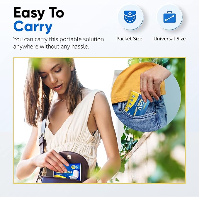 Toilet Seat Covers Disposable Flushable Travel Pack of 100, XL Biodegradable Paper Toilet Seat Covers for Adults & Kids, Public Restroom, Airplane & Camping Travel Essentials