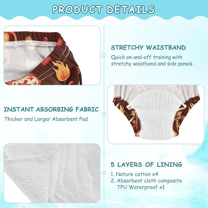 Baby Girls Potty Training Underwear Pants Reusable Night Time Potty Training Underwear Potty Training Underwear Briefs for Toddler Girls 2T Firefighter Fire Extinguisher No Smoking Sign