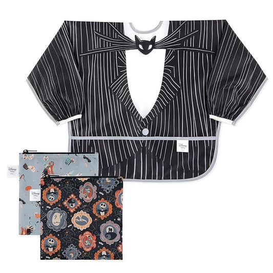 Bumkins Disney Sleeved Bib and 2-pack Snack Bags, Nightmare Before Christmas