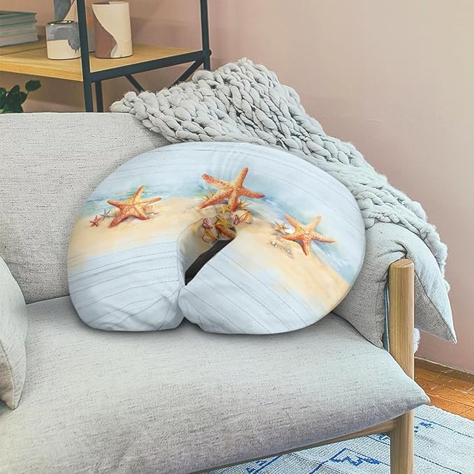 Wooden Plank and Starfish Nursing Pillow Cover for Baby Boy Girl Breastfeeding Slipcover Infant Newborn Nursery Bottle Pillowcase Stretchy Replaceable Pillow Cover Slipcover