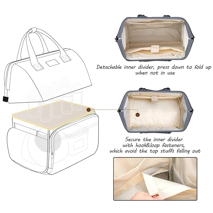 CURMIO Breast Pump Bag Backpack Compatible for Spectra S1, S2, Medela, Pumping Tote with Compartment for Cooler Bag, with Padded Laptop Sleeve for Working Moms, Gray