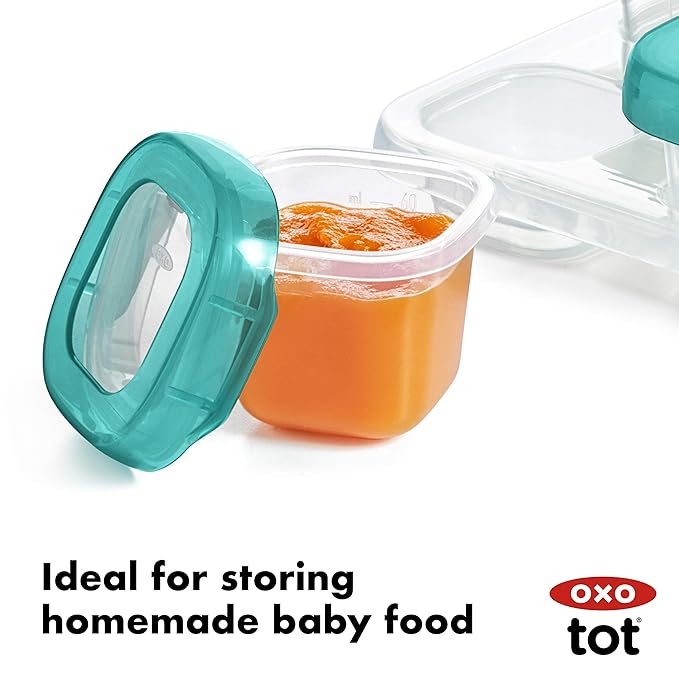 OXO Tot Baby Blocks Freezer Storage Containers Teal (2 Oz and 4 Oz)