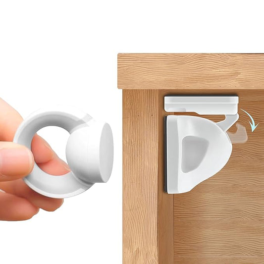 Booboo Baby Magnetic Child Safety Cupboard Locks for Children x10 Locks + x1 Key, Baby Proofing for Kitchen, Cabinets and Drawers, 30 Second Install No Drilling 3M Adhesive (10 Pack)
