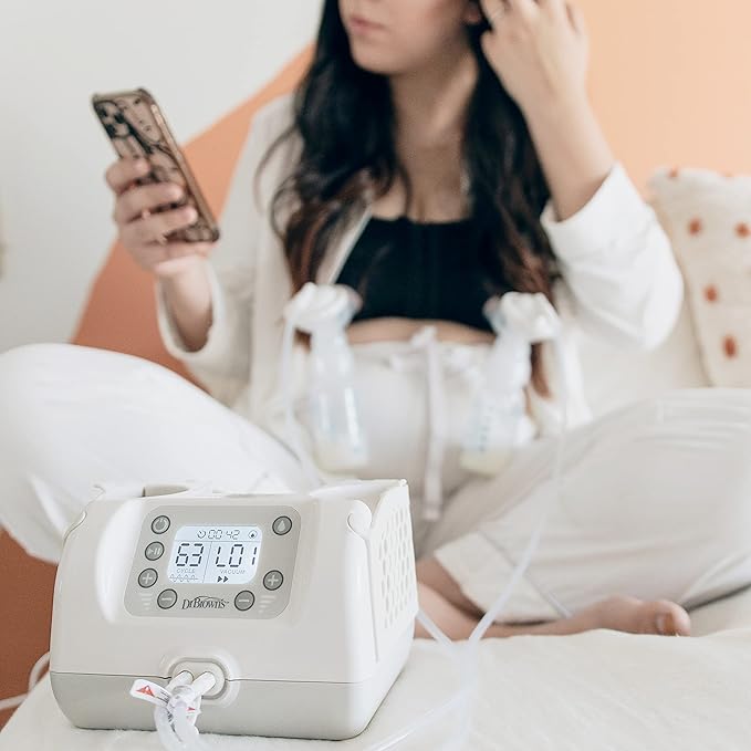 Dr. Brown's Customflow Hospital Strength Double Electric Breast Pump with Adjustable Settings, Includes Breast Milk Collection Bottles, Flanges & Other Pumping Essentials