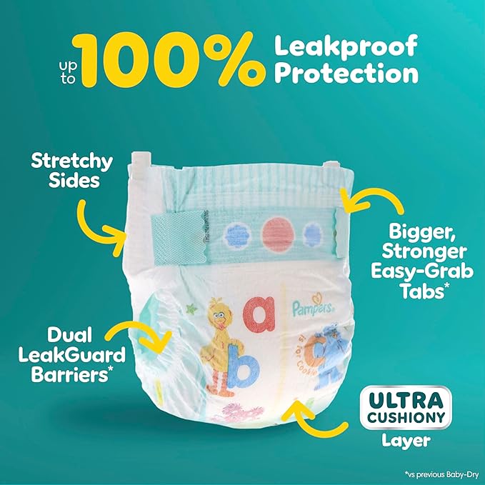 Pampers Diapers - Baby Dry - Size 4, 150 Count, Absorbent Disposable Infant Diaper (Packaging May Vary)