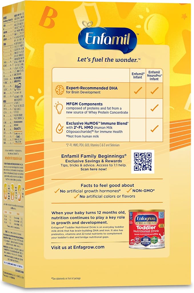 Enfamil NeuroPro Baby Formula, Brain Building Duo DHA & MFGM, Exclusive Immune Supporting HuMO6 Blend, Powder Infant Formula, Baby Milk, 31.4 oz Refill (Pack of 4)