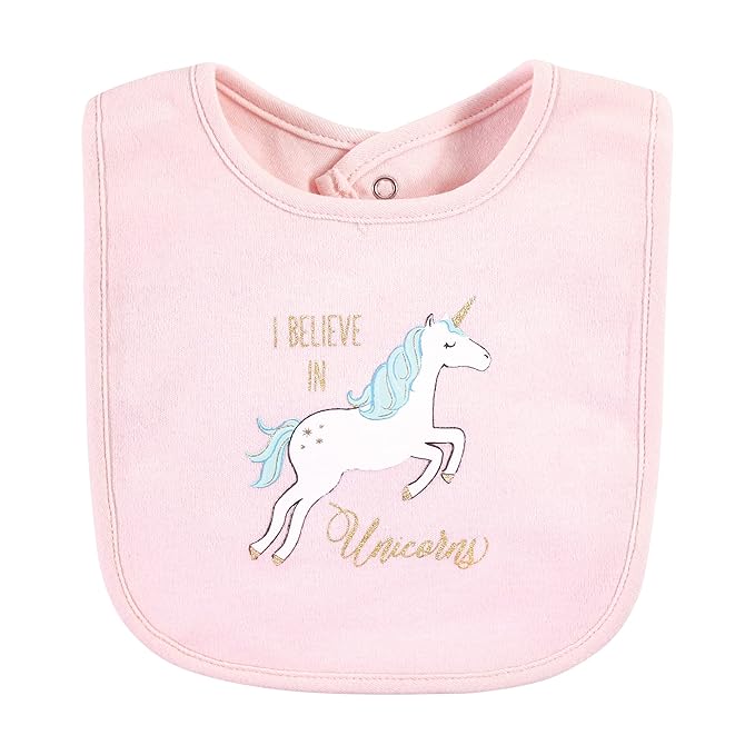 Hudson Baby Unisex Baby Cotton Bibs, Glitter Unicorn, One Size