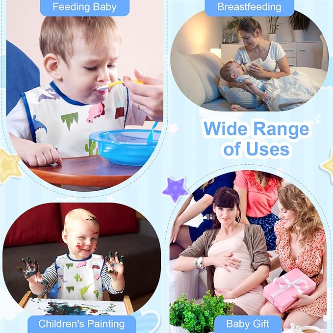 Accmor Waterproof Baby Bibs for Eating, Mess Proof Toddler Feeding Bibs for Girls Boys ﻿
