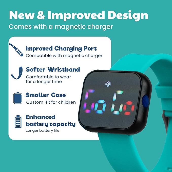 Potty Training Watch for Kids V2 – A Water Resistant Potty Reminder Device for Boys & Girls to Train Your Toddler with Fun/Musical & Vibration Interval Reminder with Potty Training eBook (Turquoise)