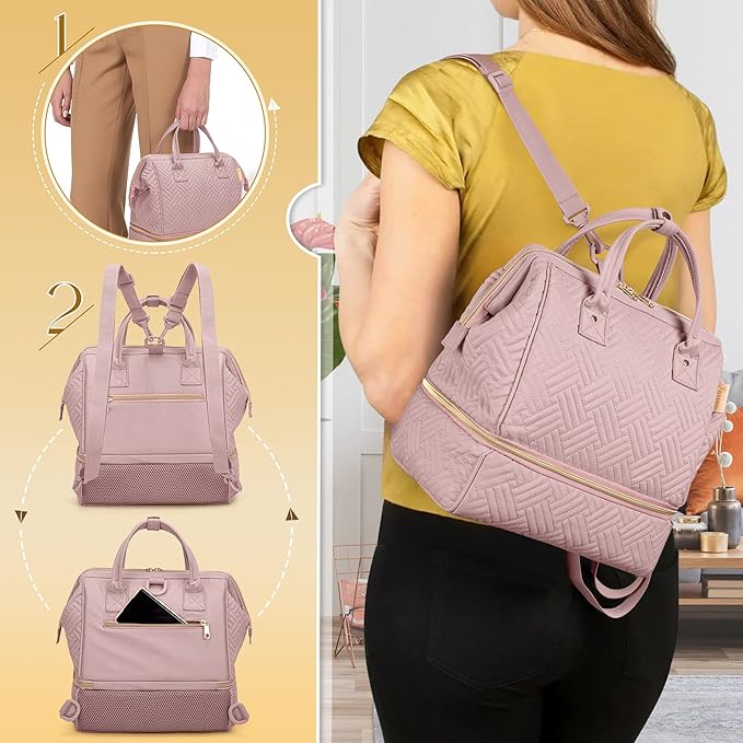 Fasrom Small Breast Pump Bag Backpack with Cooler Compatible with Momcozy and Medela Pumps, Pumping Tote with Waterproof Mat, Pink