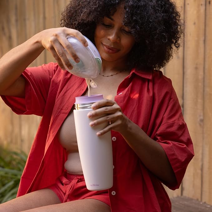 Willow - 25oz Portable Breastmilk Cooler - Keeps Breast Milk Cold for 24 Hours - Stainless Steel - Use w/Included Ice Pack or Ice Cubes - Breastfeeding Essentials - Dishwasher Safe - Alabaster
