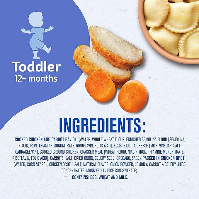 Gerber Toddler Food, Chicken Carrot Ravioli Pick-Ups, Mealtime for Toddler, 8PK