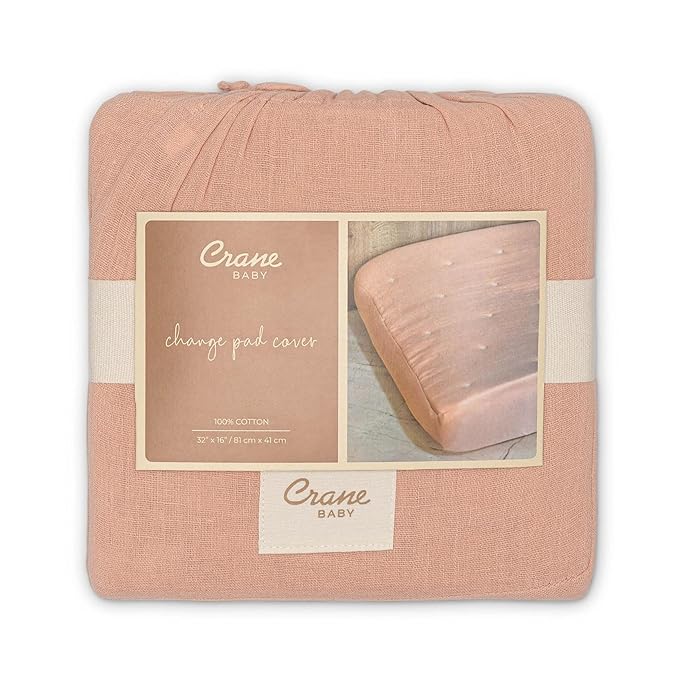 Crane Baby Violet Daisy Tuck Quilted Changing Pad Cover, Pink Diaper Changing Pad Cover, Pink Nursery Decor for Girls, Fits Standard Size, Machine Washable and Dryable, Soft Cotton Exterior