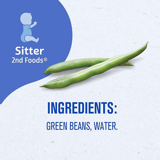 Gerber Stage 2 Baby Food, Green Beans Puree Tubs, No Added Salt, No Artificial Colors or Flavors, Baby Puree, 16-Pack