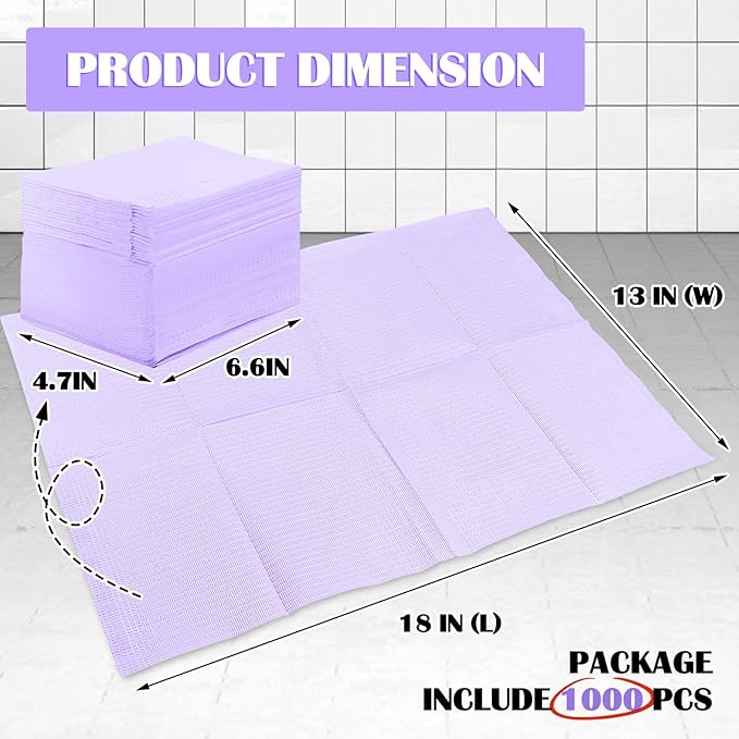 Mixweer 1000 Pcs Baby Disposable Changing Pads 13 x 18 Inch Quick Absorb Purple Diaper Changing Table Pads Sanitary Liners Soft Waterproof for Baby Child Adult Pets Travel Change Stations