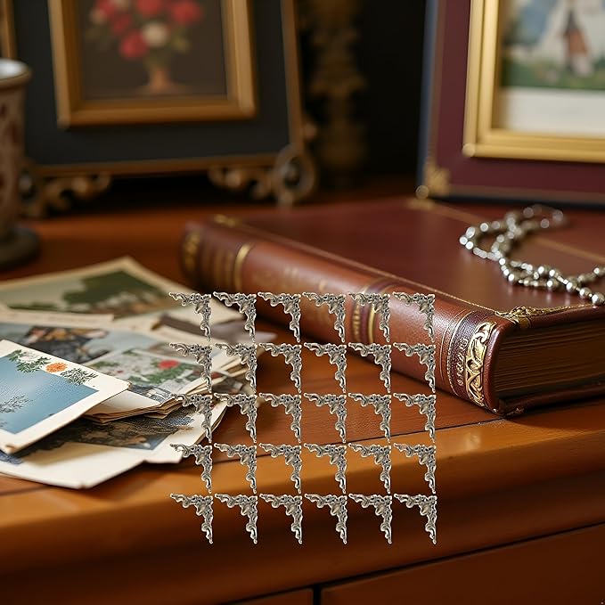 30 Pcs Antique Edge Corner Decorative Protectors, Scrapbooking Albums Embellishment Photo Frame Jewelry Box Decorative Corner (Antique Bronze)