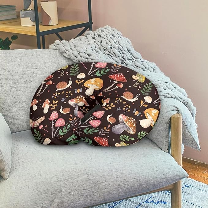 Cute Mushroom Baby Nursing Pillow Cover for Bottle Feeding, Stain Resistant Soft Breastfeeding Pillow Slipcover Breathable Pillow Cover for Infant Snug