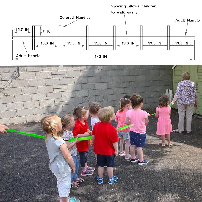Safety Walking Rope with Colorful Handles for Daycare Teacher and Schools Designed (12 Children and 2 Adults)