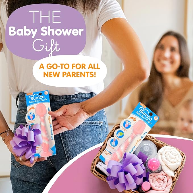 Bumco Baby Bum Brush - BPA-Free Diaper Cream Spatula with Suction Cup Base, Soft & Flexible Silicone, Wipe-Clean, Mom-Invented Diaper Bag Essentials (Light Pink Swirl)