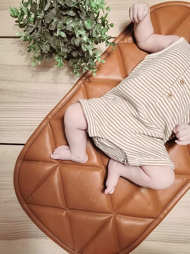 Uniklook Amber Vegan Leather Baby Portable Changing Pad Diaper Mat Change Station for Travel 16" x 30"