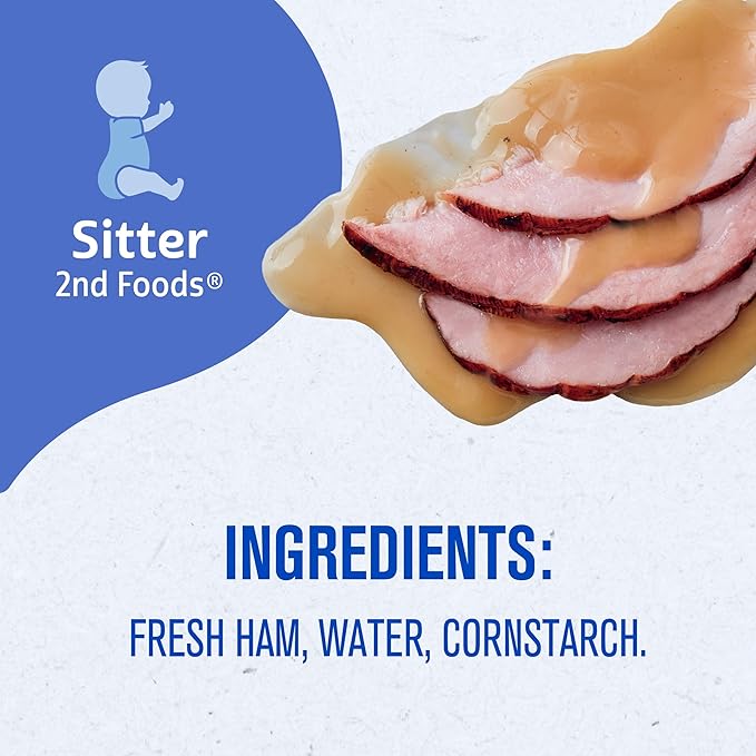Gerber Stage 2 Baby Food, Ham and Gravy Jar, Baby Food Puree, Baby Mealtime, Baby Puree Jars Glass