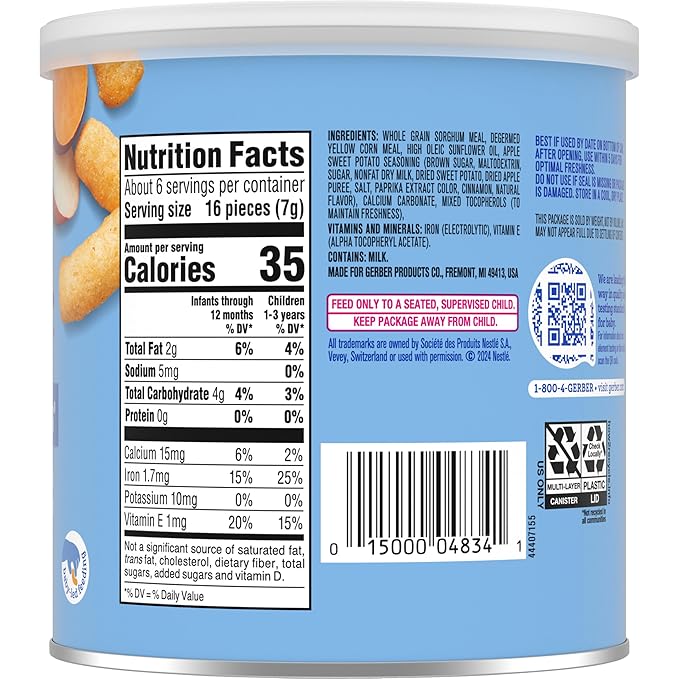 Gerber Lil Crunchies Variety Pack, 2 Garden Tomato, 2 Apple Sweet Potato, 2 Mild Cheddar, 1.48 OZ each (6 CT)