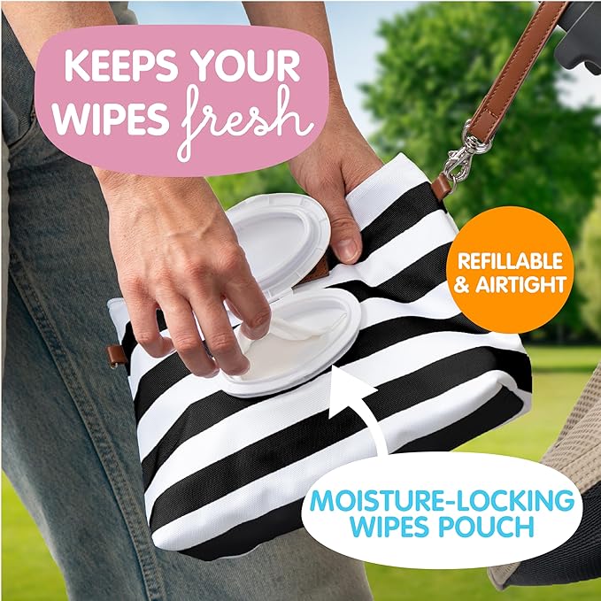 Bumco Diaper Clutch - Portable Wipes Dispenser & Baby Travel Essential, Airtight Baby Wipes Dispenser, Refillable Wipes Container, Travel Baby Essentials, Baby Wipe Dispenser, Diaper Bag Purse