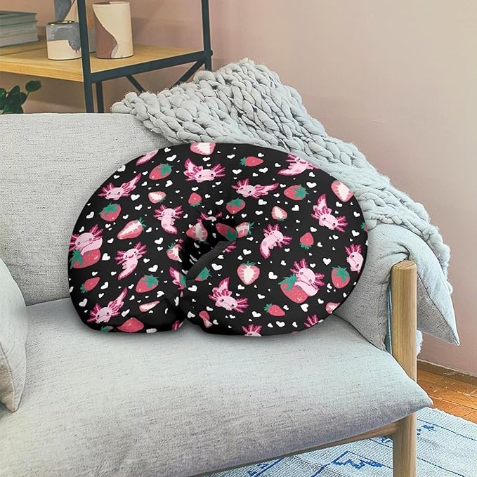 Axolotl Strawberry Nursing Pillow Cover for Breastfeeding Pillow Nursing Pillow Slipcovers, Snug Fits Pillow, Perfect Newborn Choice for Mom or Baby Quick Dry