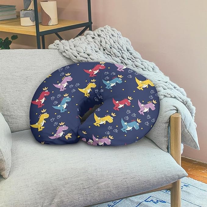 Dinosaur Nursing Pillow Cover for Baby Boy, Washable Nursing Pillow Case for Newborn, Soft Fabric Fits Snug On Infant, Watercolor Dinosaur Blue