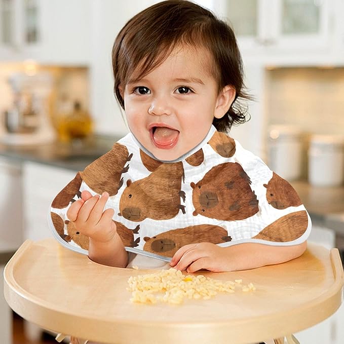 Cute Capybara Burp Cloths Baby Boys Girls Absorbent Soft Cotton Burping Cloths Rags, 1 Pack